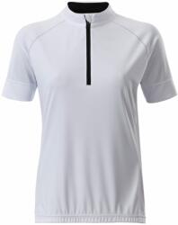 Daiber Tricou de ciclism pentru femei cu fermoar scurt JN513 - Albă / neagră | XL (JN513-1752636)