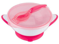 BabyOno tányér - tapadó aljú, fedeles, kanállal rózsaszín 1063/03 - babamarket