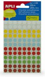 APLI Etikett, 8 mm, kör, kézzel írható, színes, APLI, vegyes színek, 288 etikett/csomag (LCA2092) (02092)