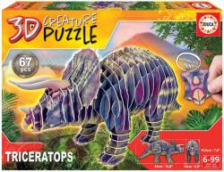 Educa Puzzle dinosaurus Triceratops 3D Creature Educa lungime 43 cm 67 piese de la 6 ani (EDU19183)