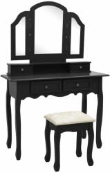 vidaXL fekete császárfa fésülködőasztal-szett ülőkével 100x40x146 cm (289324) - vidaxl