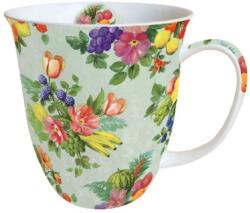 Ambiente Flowers and Fruits Green porcelán bögre - 400 ml