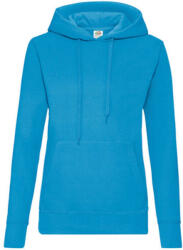 Fruit of the Loom Női Pulóver Kapucnis Hosszú ujjú Fruit of the Loom Classic Hooded Sweat Lady-Fit - L, Azur kék