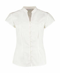 Kustom Kit Női csapott ujjú blúz Kustom Kit Women's Tailored Fit Mandarin Collar Blouse SSL L (14), Fehér