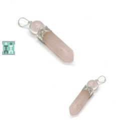  Pandantiv Cuart Roz - Sfera Cuart Roz - 38-46 x 9-11 mm - 1 Buc