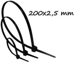  Gyorskötöző, Kábelkötegelő (200X2.5 mm , Fekete )