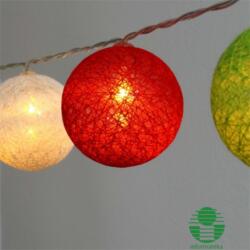 Iris Gömb alakú elemmel működő LED-es fénydekoráció - 1,5m piros, fehér és zöld (104-16)