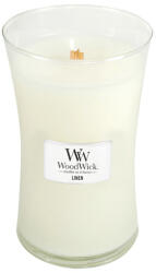 WoodWick Linen lumânare parfumată cu fitil de lemn 609, 5 g