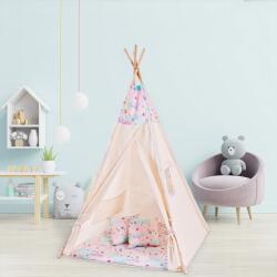 Kidizi Cort copii stil indian Teepee Tent Kidizi Pink Moon, include covoras gros si 2 perne, stabilizator cadou (5949221105451)