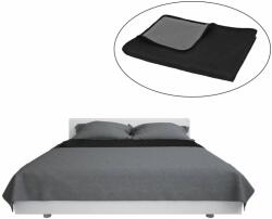 vidaXL Cuvertură matlasată cu două fețe, 170x210 cm, gri și negru (132965) - vidaxl Patura