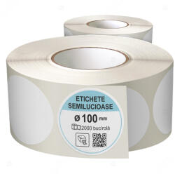LabelLife Rola etichete autoadezive semilucioase, rotunde, diametru 100 mm, adeziv permanent, 2000 etichete rola (ER07C100X100EH)