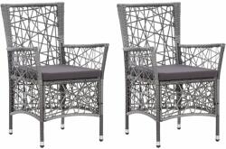 vidaXL Scaune de exterior cu perne, 2 buc. , gri, poliratan (45995)