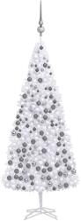 vidaXL Set brad Crăciun artificial cu LED-uri/globuri, alb, 500 cm (3077889)