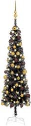 vidaXL Set brad de Crăciun subțire cu LED-uri și globuri negru 120 cm (3078029)