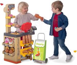 Smoby Set brutărie cu prăjituri Baguette&Croissant Bakery Smoby cu casă de marcat electronică și cărucior de cumpărături pe roți (SM350220-20)