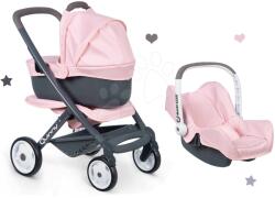 Smoby Set cărucior combinație triplă Powder Pink 3în1 Maxi Cosi&Quinny Smoby și scaun auto (SM253117-2)