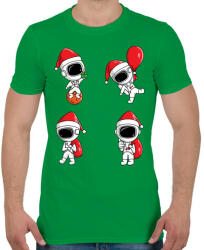 printfashion Űrhajós karácsonya - Férfi póló - Zöld (5589985)
