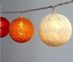 Iris Gömb alakú elemmel működő LED-es fénydekoráció -1,5m piros, narancs és meleg fehér (104-10)
