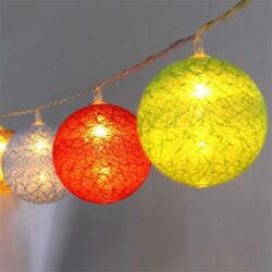Iris Gömb alakú elemmel működő LED-es fénydekoráció -5m barna, piros, kék és zöld (104-45)