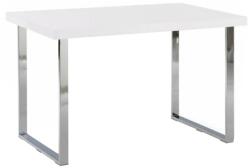 TEMPO KONDELA Étkezőasztal, fehér HG + króm, 130x80 cm, TALOS - shopon