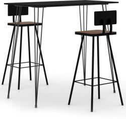 vidaXL Set mobilier de bar, 3 piese, negru (3057828)