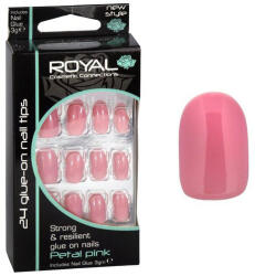 Royal Set 24 Unghii False ROYAL Glue-On Nail Tips, Petal Pink, Adeziv Inclus 3 g