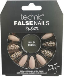 Technic Set 24 Unghii False cu adeziv inclus Technic False Nails, Stiletto, Wild Thing