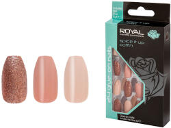 Royal Set 24 Unghii False ROYAL Glue-On Nail Tips, Spice It Up Coffin, Adeziv Inclus 3 g