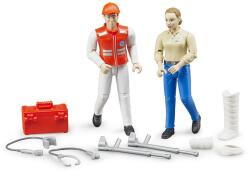 BRUDER Jucarie - Set figurine asistent prim ajutor si pacient cu accesorii 62710 Bruder