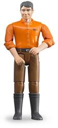 BRUDER Jucarie - Figurina barbat cu camasa portocalie si blugi maro 60007 Bruder