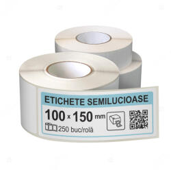 LabelLife Rola etichete autoadezive semilucioase 100x150 mm, adeziv permanent, 250 etichete rola (ER07R100X150CA)