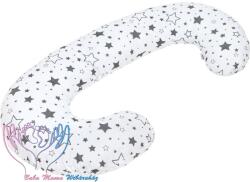  Univerzális baba-mama C alakú nagy párna - Szürke csillagok