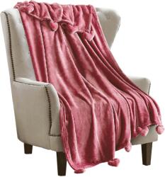 TEMPO KONDELA TEMPO-KONDELA ASTANA, pătură de pluş cu pompoane, roz, 150x200 cm