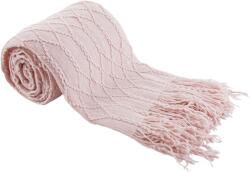 TEMPO KONDELA TEMPO-KONDELA SULIA TIP 2, pătură tricotată cu franjuri, roz deschis, 150x200 cm