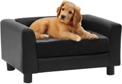 vidaXL Canapea pentru câini, negru, 60x43x30 cm pluș & piele ecologică (170960)