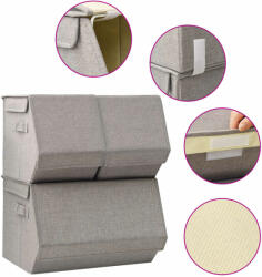 vidaXL Set cutii depozitare stivuibile, 3 buc. , gri, țesătură (332891)
