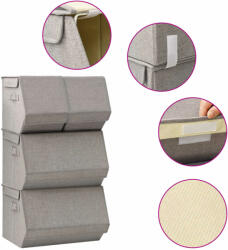 vidaXL Set cutii depozitare stivuibile, 4 buc. , gri, țesătură (332900)