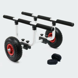 AVLift Állítható alumínium kajak-kenu szállító kocsi 90 kg teherbírás, 26 cm felfújható kerekek, habszivacs párnázás, 2 db rögzítő heveder