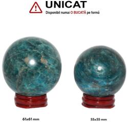  Sfera Apatit Albastru Druzy Mineral Natural - 55-61 x 55-61 mm - 1 Buc