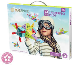 Magspace Set magnetic 74 pcs Magspace - The Perfect Pilot Jucarii de constructii magnetice