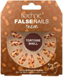 Technic Set 24 Unghii False cu adeziv inclus Technic False Nails, Stiletto, Tortoise Shell