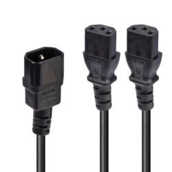 Lindy Cablu de alimentare IEC C14 la 2 x C13 2m Negru, Lindy L30039 (L30039)