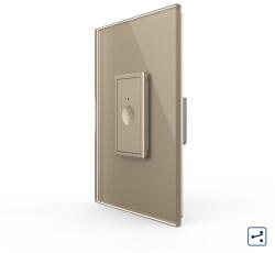 LIVOLO Intrerupator Simplu Cap Scara / Cruce cu Touch Livolo cu Rama Din Sticla 1M - Serie Noua - culoare auriu