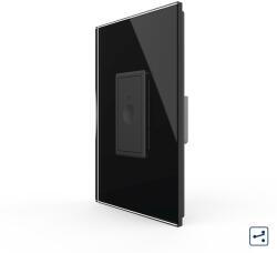 LIVOLO Intrerupator Simplu Cap Scara / Cruce cu Touch Livolo cu Rama Din Sticla 1M - Serie Noua - culoare negru