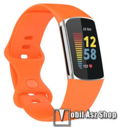  Okosóra szíj - szilikon, 103mm + 145mm hosszú - NARANCSSÁRGA - Fitbit Charge 5 / 6