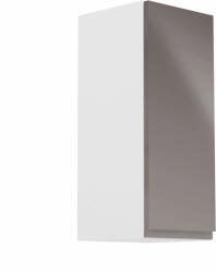 TEMPO KONDELA Felsőszekrény, fehér/szürke extra magasfényű, jobbos, AURORA G30