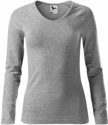 MALFINI Női hosszú újjú póló Elegance - Sötétszürke melírozott | 2XL (1271217)