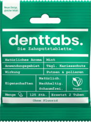 denttabs Stevia-Mint fluoridmentes fogtisztító tabletta - 125 darab