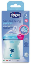 Chicco NaturalFeeling cumisüveg közepes folyású ferde cumival - 250 ml kék (ch15)