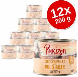 Purizon Purizon Pachet economic Adult 12 x 200 g - fără cereale File de pui cu somon